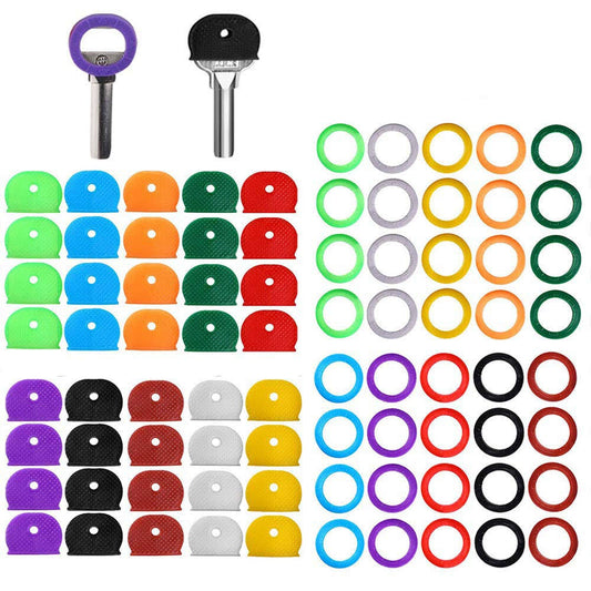 Key Caps Tags Covers Set Plastic Key Identifier Rings Key Toppers for Keys Organization House Key 10 Colors 2 Styles 80 Pieces